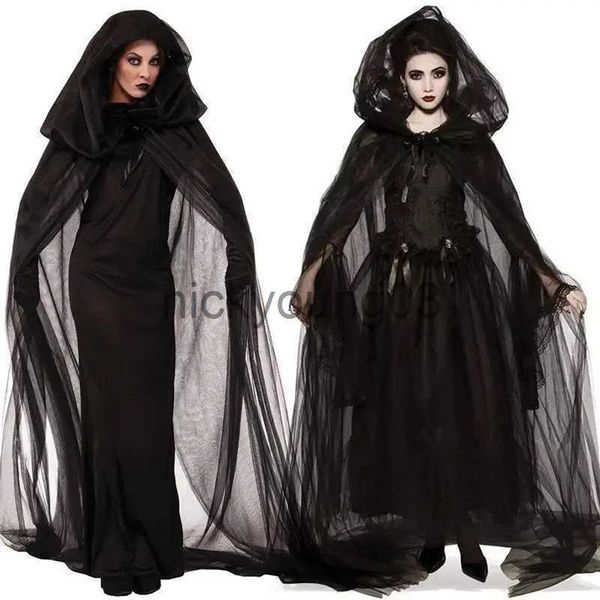 Costume a tema Costume di Halloween Fantasma Sposa Strega Vampiro di alta qualità Gioco Cosplay Costume morbido Costume da demone horror Abito in garza nera x1010