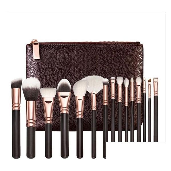 Diğer Sağlık Güzellik Ürünleri Marka Yüksek Kalite Makyaj Fırçası 15 PCS/PU Bag ile Set Pudra Foundation için Profesör