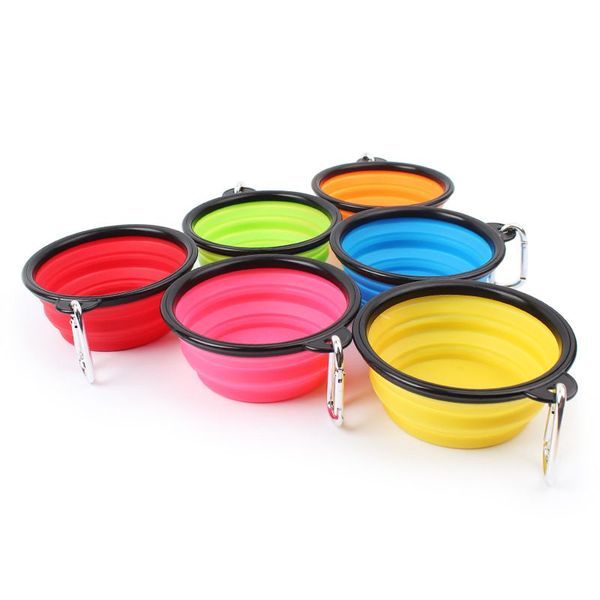 Portátil grande dobrável cão pet tigela de silicone dobrável viagem ao ar livre portátil filhote de cachorro recipiente de comida alimentador prato tigela