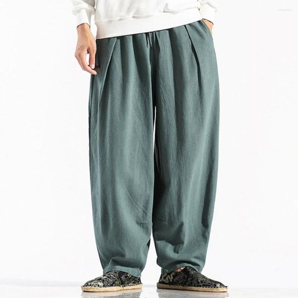 Erkek pantolon basit yaz pantolonları düz renkli cepler erkek harem seyahat için