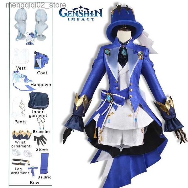 Thema Kostüm Focrs Cosplay Genshin Impact Kommen Tägliche Kleidung Karneval Uniform Perücke Halloween Party Rollenspiel Maskerade Spiel Wasser Gott Q240307