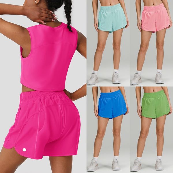 Женские шорты для йоги LUwomen-565, повседневные шорты для йоги, шорты для занятий фитнесом, шорты для бега, эластичная спортивная одежда с карманами, спортивные шорты для женщин