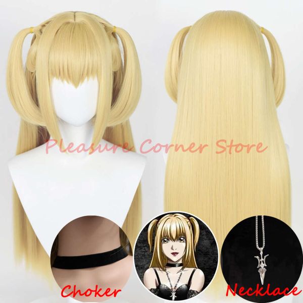 Anime death note misamisa peruca dourada amarela longa cosplay misa peruca resistente ao calor festa de halloween mulher wigscosplay