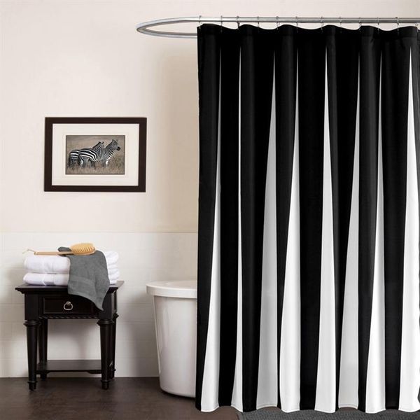 SunnyRain Tenda da doccia moderna in bianco e nero Tenda da bagno in poliestere resistente all'acqua Blu Cortina ducha donchegordijn282t