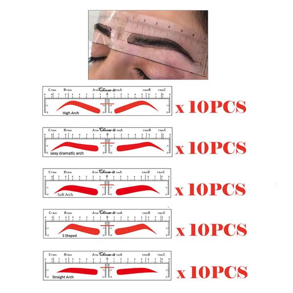 Ferramentas de sobrancelha Stencils CHOOSE-IT Sobrancelha Régua Adesivo Microblading Stencils Microblading Suprimentos Maquiagem Permanente Ferramenta de Medida 50 Pcs 5 Formas 231007