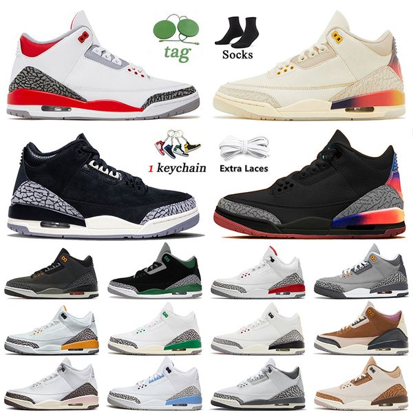 J Balvin 3s Medellin Sunset Rio Баскетбольные кроссовки Jumpman 3 Fire Red Fear Pack Palomino White Cement Reimagined Lucky Green Patchwork Camo Мужские кроссовки Кроссовки