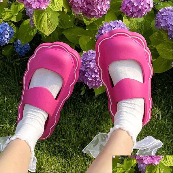 Startseite Schuhe Startseite Schuhe Frauen Sommer Mary Jane Hausschuhe Weibliche Süße Strand Sandalen Eva Rutschfeste Outdoor Wolken Rutschen Mes 230406 Home Gar Dh86K