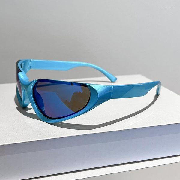 Солнцезащитные очки в полуоправе Y2k для женщин и мужчин 2023, модные винтажные дизайнерские солнцезащитные очки, трендовые панк-спортивные солнцезащитные очки