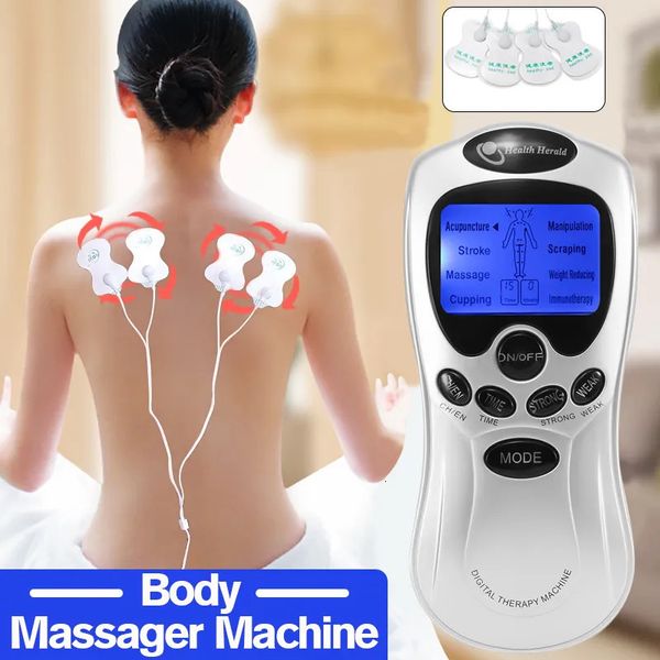 Outros itens de massagem Máquina elétrica de dezenas Terapia digital Alívio da dor corporal Acupuntura Estimulador de massagem 4 almofadas de eletrodos Massageador Saúde 4 maneiras 231010