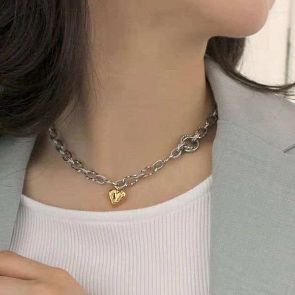 Anhänger Halsketten Herz Kette Für Frauen Edelstahl Chunky Choker Halskette Punk Kühlen Sommer Trendy 2023