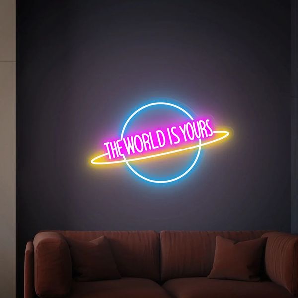 Weihnachtsdekoration „The World Is Yours“ Neonschild, individuelle Wanddekoration, Schlafzimmer, personalisiertes Geschenk, Zuhause 231011