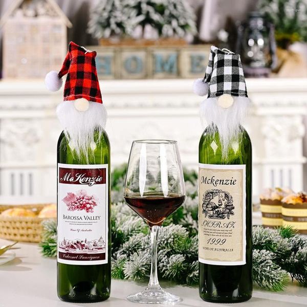 Decorazioni natalizie Copri bottiglia di vino champagne Bambola senza volto Ornamenti per feste a casa Accessori per bar da cucina