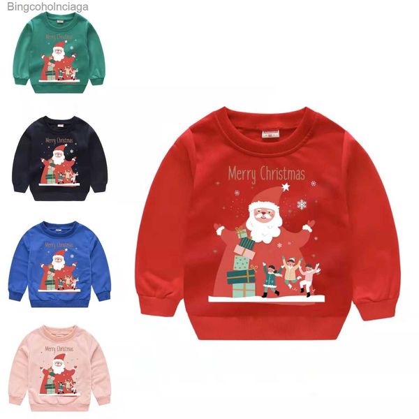 Felpe con cappuccio da donna Felpe 1-7Y Natale Maglione per bambini Ragazzi Autunno Inverno Vestiti Ragazze Top Camicia con fondo Bambini Babbo Natale Cervo Maglione natalizioL231011