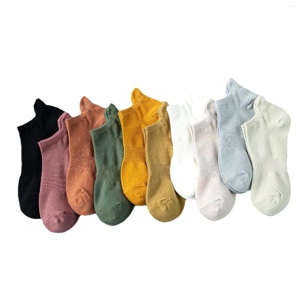 Damen-Socken, 5 Paar, Baumwoll-Shorts für Mädchen, hochwertige Damen-Low-Cut-Crew-Knöchel-Sport-Mesh-atmungsaktive Sommer-Herbst-beiläufige weiche Socke