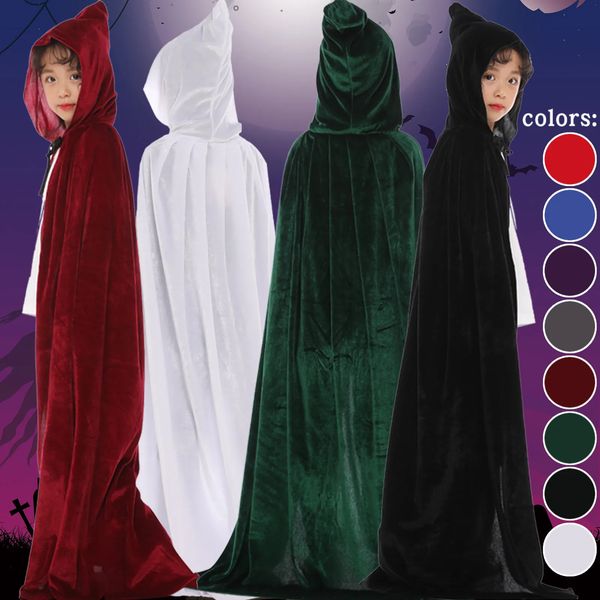 Para baixo casaco bebê crianças halloween manto meninas meninos festival festa traje cosplay capa com capuz medieval bruxa wicca 217 anos 231010