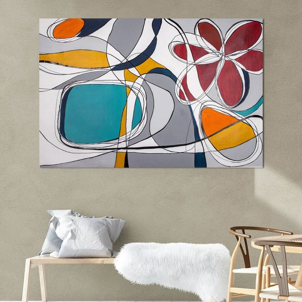 Pinturas Pintura al óleo hecha a mano Lienzo Arte de la pared Decoración Línea abstracta moderna Color Flor para la decoración del hogar Laminado sin marco sin estirar 231010