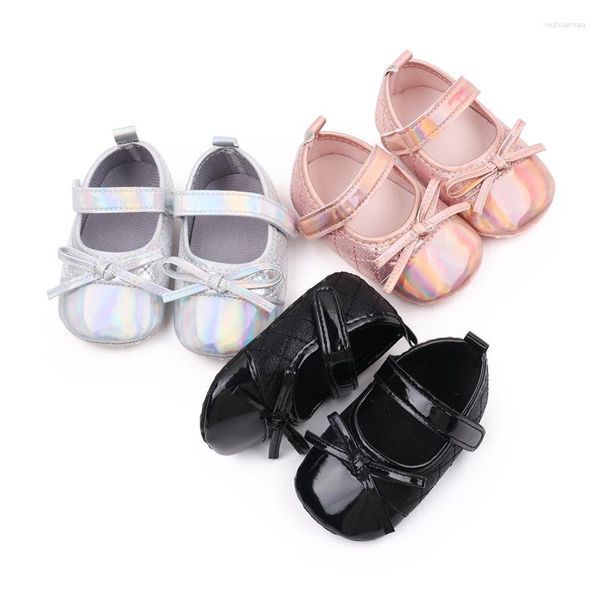 İlk Walkers marka bebek kızlar beşik ayakkabıları sevimli yaylar doğdu Ayakkabı Türük Eğitimcileri Parlak Yumuşak Kauçuk taban Mary Jane Flats Bebek eşyaları
