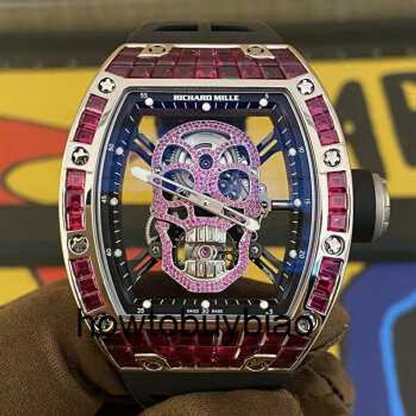 Richardmile Orologio automatico Miles Orologi meccanici Richardmill RM52-01 Ruby Skeleton Orologio meccanico da uomo meccanico HBK0