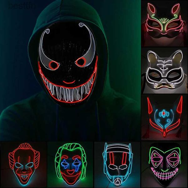Kostüm Aksesuarları Led Mask Maskesi Cadılar Bayramı Partisi Masque Masquerade Maskeleri Neon El Tel Maskeleri Karanlık Korku Palyaço Maskesi Karnavalı Partisi231011