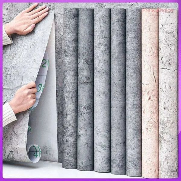 Duvar çıkartmaları 3D duvar kağıdı 5m çıkartma çimento gri beton selfopeif vinil panel dekorasyon kağıdı panoramik oturma odası yatak odası ev 231010