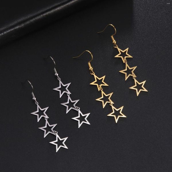 Orecchini pendenti Lemegeton Stars Pentagramma per le donne Gioielli per orecchie in acciaio inossidabile Goccia Regalo di amicizia