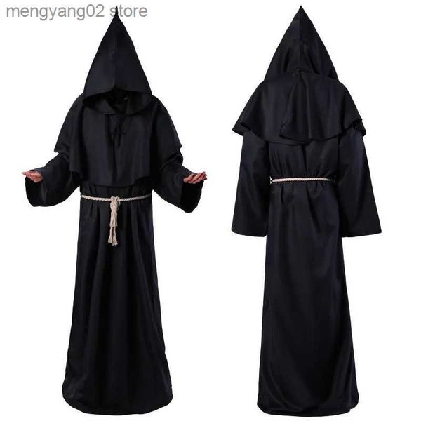 Thema Kostüm Halloween Mittelalter Christian Mönch Priester Roben Hexe Zauberer Umhang Umhang Party Tod Geist Vampir Teufel Cosplay Kommt T231011