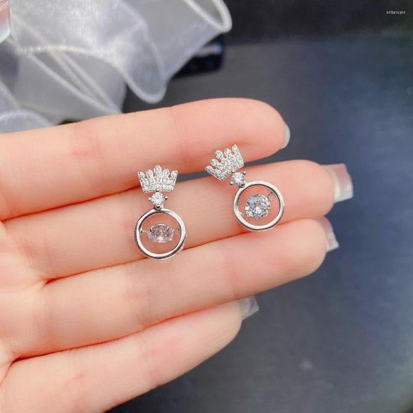 Brincos pendurados d cor moissanite feminino 925 prata esterlina 5mm levar certificado gra através de detecção de instrumento