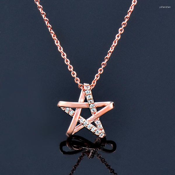 Anhänger Halsketten KIOOZOL Ungewöhnliche Hohl Stern Kristall Rose Gold Silber Farbe Choker Halskette Für Frauen Klassische Schmuck Zubehör 062 KO3