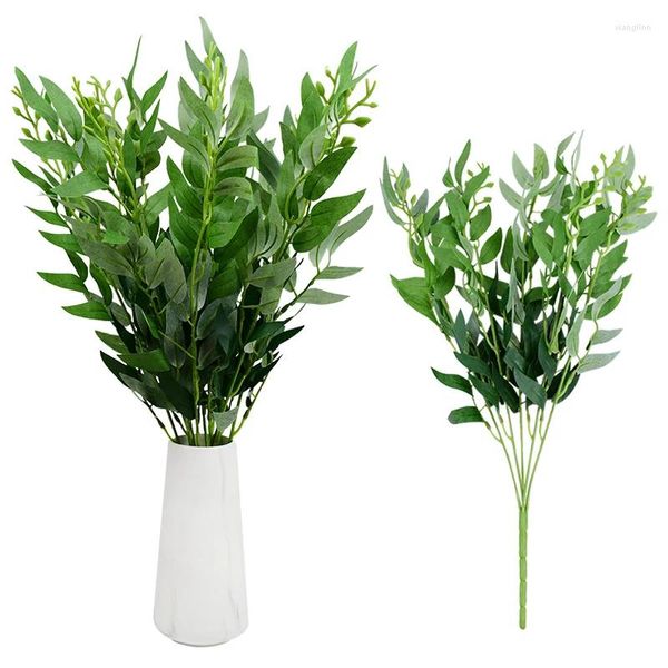 Flores decorativas falso folhas verdes ramos de plantas artificiais 20 '' de altura com hastes para festa de casamento casa sala de estar floral vegetação