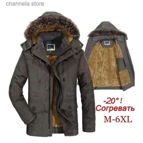 Herren-Daunenparkas, Herren-Winterjacke, Baumwolle, gepolstert, warm, Parka-Mantel, lässig, Kunstfell-Kapuze, Fleece, lange Herrenjacke, Windjacke, Herren, Übergröße 7XL, T231011