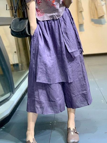 Женские брюки, осенняя асимметричная широкая свободная юбка в стиле ретро, литературная мода, повседневная женская юбка с эластичной резинкой на талии