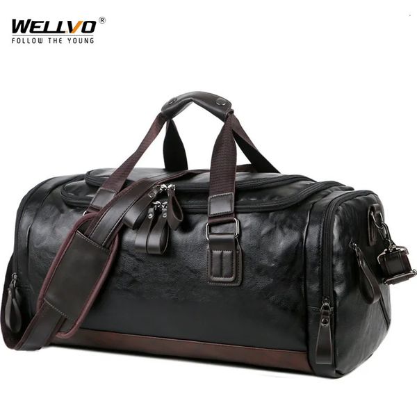 Duffel Bags Homens Qualidade Couro Viagem Carry On Bagagem Bolsa Casual Viajando Tote Grande Fim de Semana XA631ZC 231011