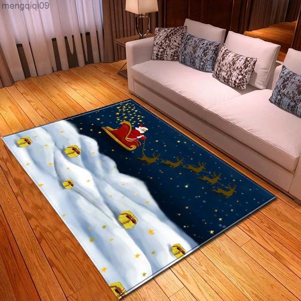 Рождественские украшения Рождественский ковер Санта-Клауса для гостиной, украшения для дома, диван-стол, большие коврики для спальни, прикроватная тумбочка для ног, нескользящий коврик R231004