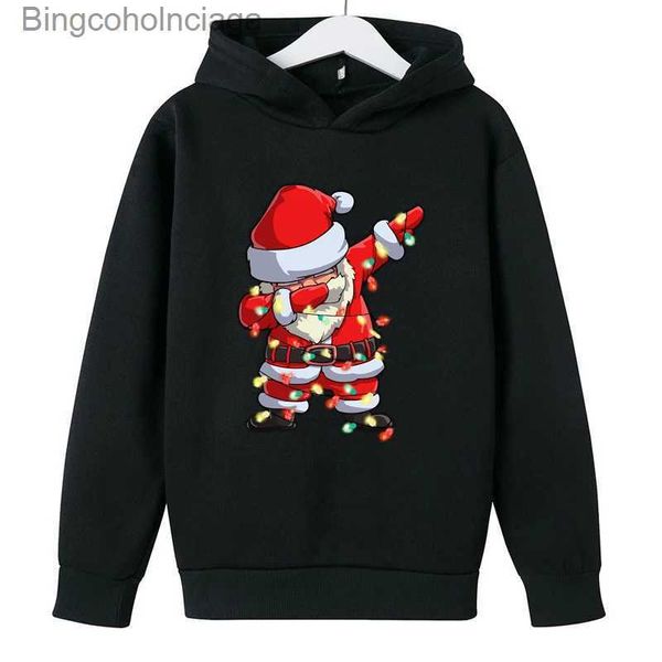 Felpe con cappuccio da donna Felpe Natale Dab Santa Felpe con cappuccio per bambini Vestiti del fumetto Maglioni per bambini Vestiti Manica lunga Buon Natale Ragazzi Ragazze Felpe con cappuccioL23101