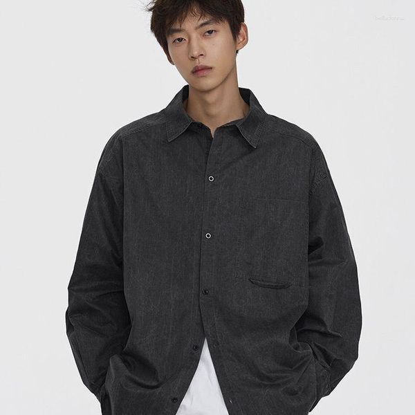 Camisas casuais masculinas estilo denim roupas masculinas manga longa harajuku camisas de hombre blusas botão jeans camisa streetwear moda solta ajuste