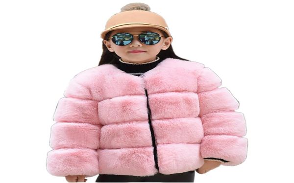 Moda criança menina casaco de pele elegante casaco de pele macia jaqueta para 310 anos meninas crianças criança inverno grosso casaco roupas outerwear2310858