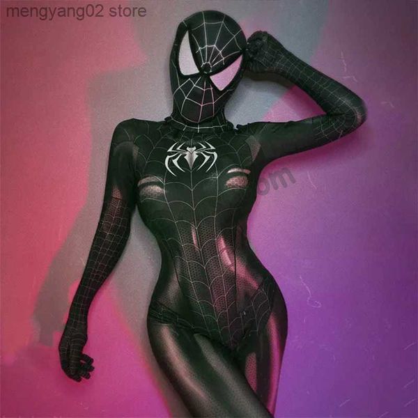 Tema Kostüm Cosplay Seksi Zentai Takım Kadın Sulma Süper Kahraman Zentai Gelin Tam Bodysuit Süslü Kıyafet Karnaval Parti Elbise T231011