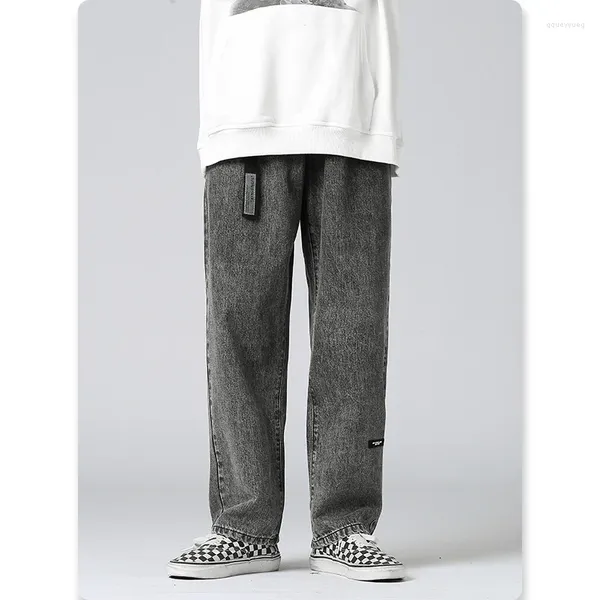 Jeans da uomo Tinta unita scuro Tinta unita Abbigliamento lungo da uomo Pantaloni larghi a gamba larga Streetwear Pantaloni in denim oversize Abiti larghi casual Hip Hop