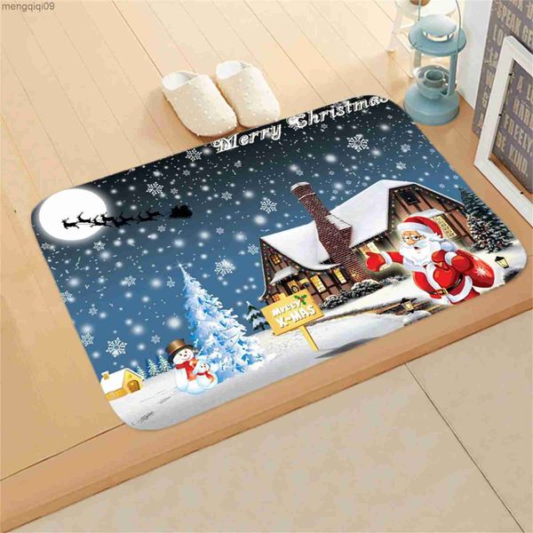 Decorações de natal natal 60x40cm tapetes de entrada de cozinha tapete de chão frontal natal tapete antiderrapante ano novo