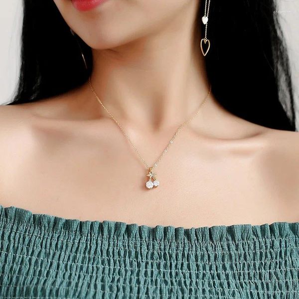 Ожерелья с подвесками Nimble Lucky Zircon Fruit Cherry Love Heart, ожерелье на день матери для женщин и девочек, свадебное благословение, ювелирные изделия
