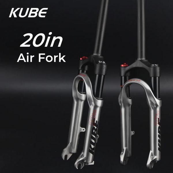 Bicicleta Forks KUBE Mountain Amortecedor Air Fork Hard e Soft Bloqueio Ajustável 20inch Dobrável BMX Pequeno Diâmetro da Roda Freio a Disco 231010