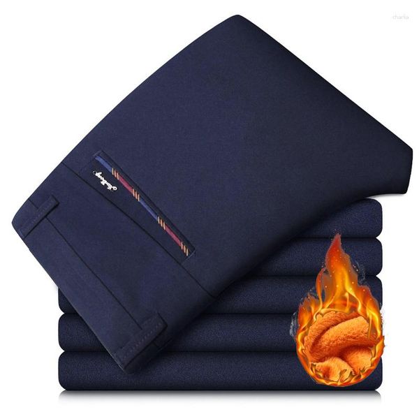 Pantaloni da uomo 2024 Termico Inverno Neve Caldo Peluche Gamba Dritta Baggy Addensare In Pile Lungo Affari di Moda Pantaloni Larghi