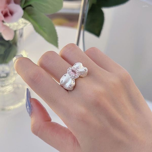 Cluster-Ringe Koreanische Version des Bogen-Prinzessin-Stil-Rings All Over Sky Temperament Open Fashion Sweet Beauty Party-Accessoires