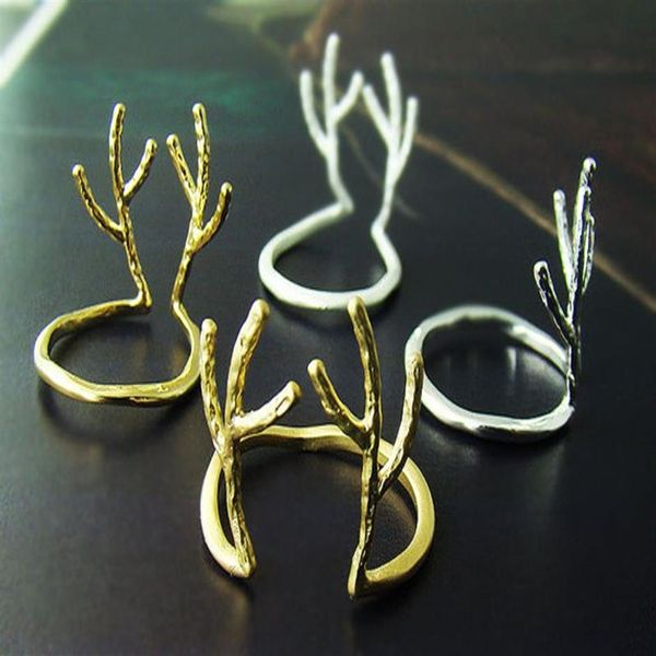 10 peças lote 2015 moda 18k banhado a ouro anel de prata grandes anéis de chifres para mulheres inteiras e cores misturadas 189z