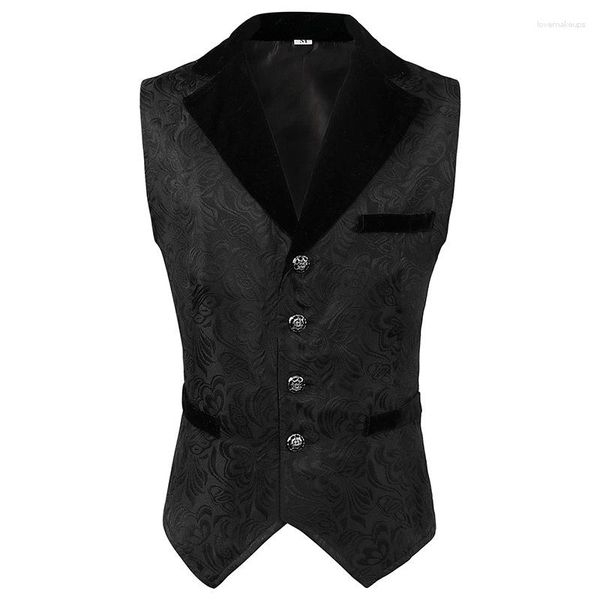 Coletes masculinos Preto V Neck Sem Mangas Steampunk Jaqueta Gótica Roupas Homens Medieval Vintage Colete Cosplay Colete Plus Size Victorian Top