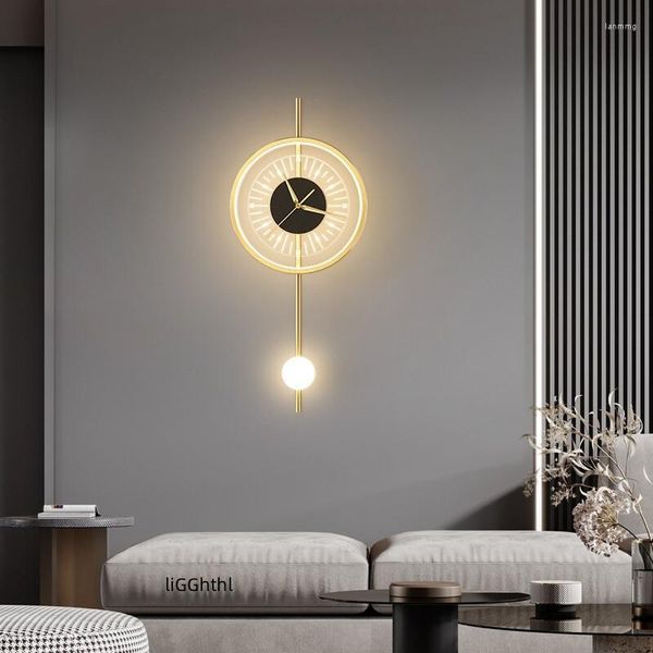 Wandleuchte, moderne Uhr, LED-Licht, luxuriös, schlichtes Design, Kunst, echte Lampen für Schlafzimmer, Wohnzimmer, Heimdekoration, Lichter