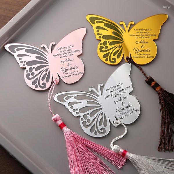 Украшение для вечеринки Зеркало-бабочка Свадебные сувениры Sweet 16 Подарок Персонализированный детский душ Mis 15 Акрил
