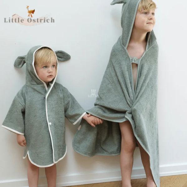 Pijamas bebê menino menina dos desenhos animados capa robe toalha terry fibra de bambu infantil roupão com capuz cor sólida sleeprobe casa terno 0-4y 231006