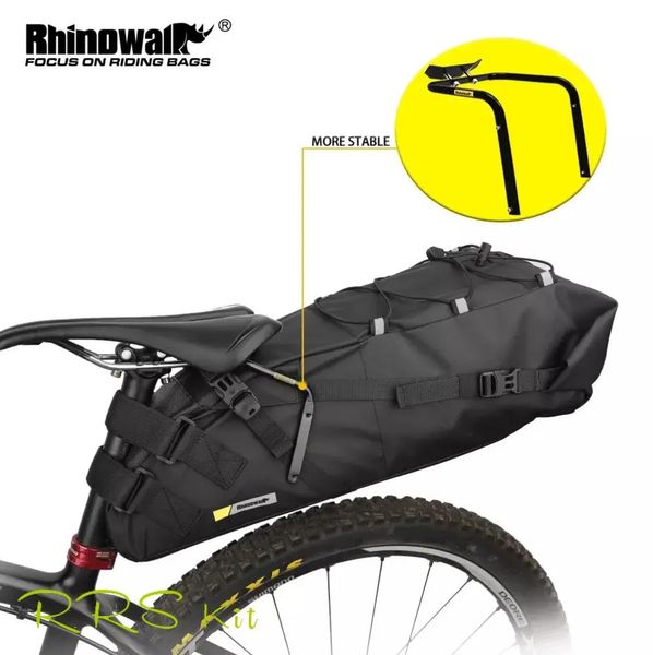 Sacos ao ar livre Rhinowalk À Prova D 'Água Bicicleta Saddle Bag Estabilizador Suporte 10L13L Grande Capacidade Cauda Traseira Titular Tronco 231011