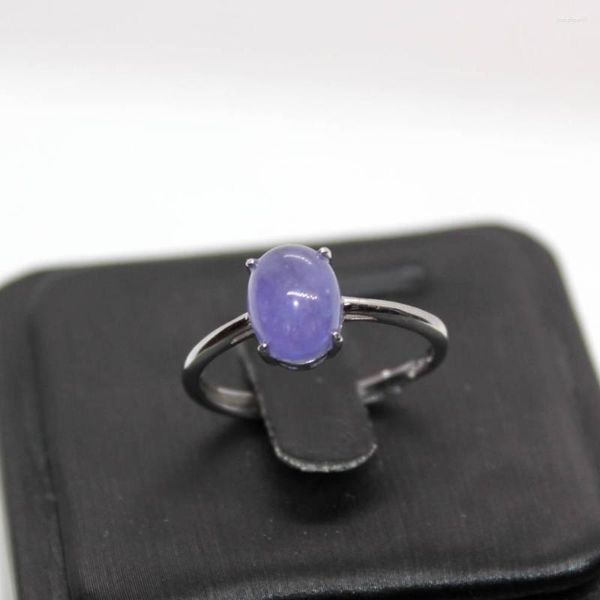 Anéis de cluster AKAC Natural Tanzanite 925 Sterling Silver Ring Stone Tamanho Aproximadamente 6 8mm Enviar aleatoriamente